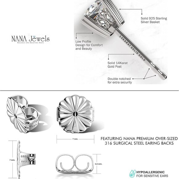 Cushion Cut Simulated Diamond Stud Earrings Sterling Silver 4ctw Jewelry - Picture 3 of 7